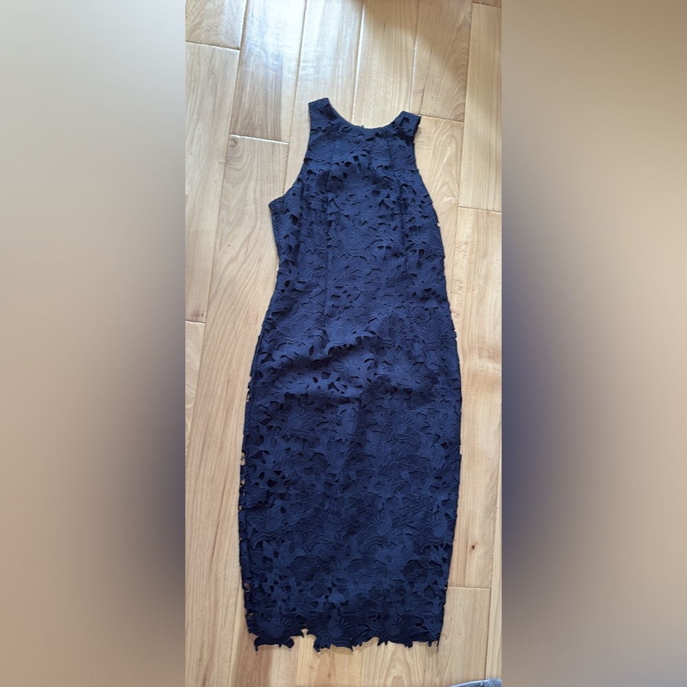 ANTONIO MELANI Midnight Blue Floral Midi Dress